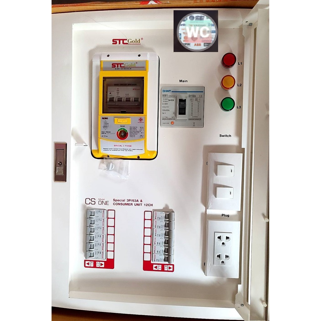 SAFETCUT ตู้โหลดเซ็นเตอร์ เซฟทีคัท 3เฟส กันดูด 12ช่อง 26ช่อง รุ่นGOLD-CSONE 3P พร้อมเครื่องตัดกระแสไฟฟ้ารั่วRCBO ครบชุด
