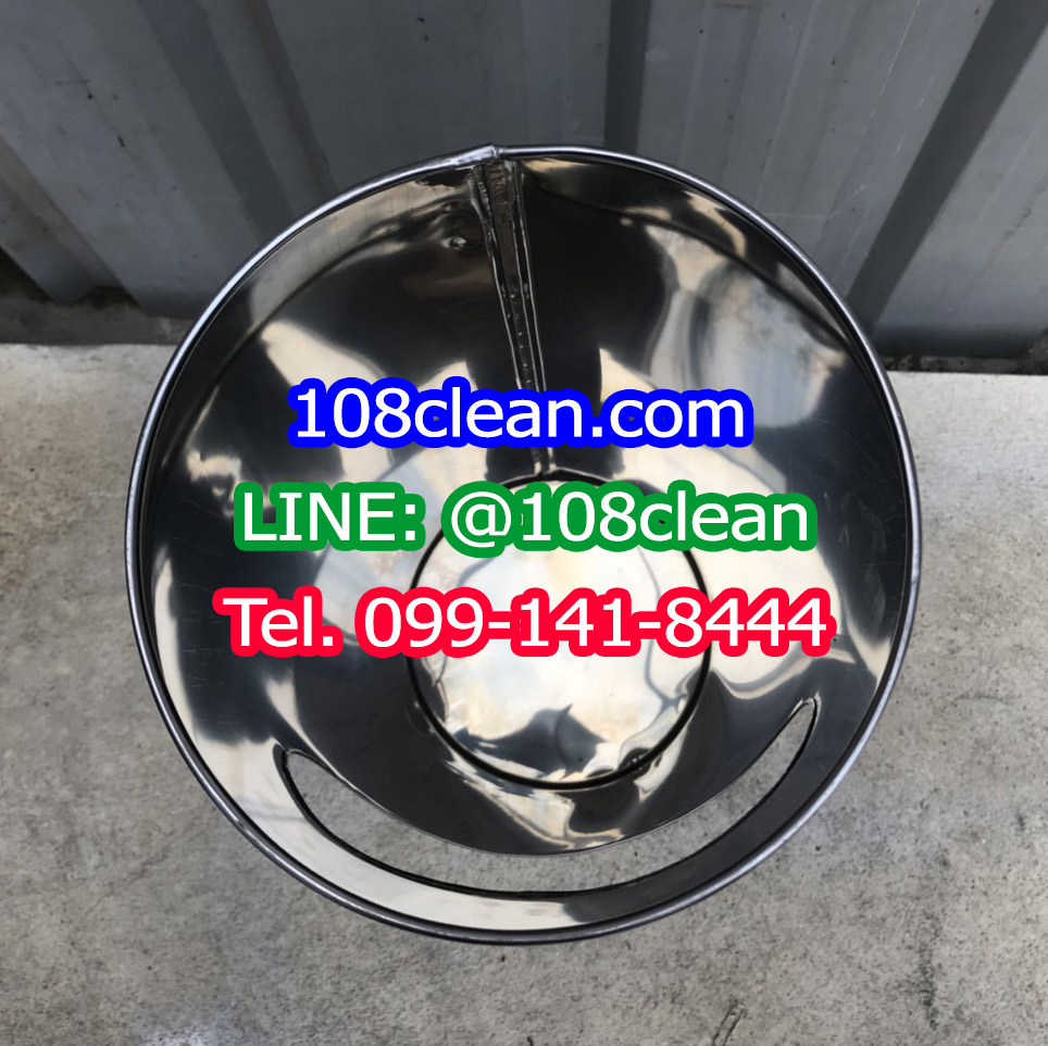 ถังขยะสแตนเลส พร้อมที่เขี่ยบุหรี่ คอตั้ง 10"