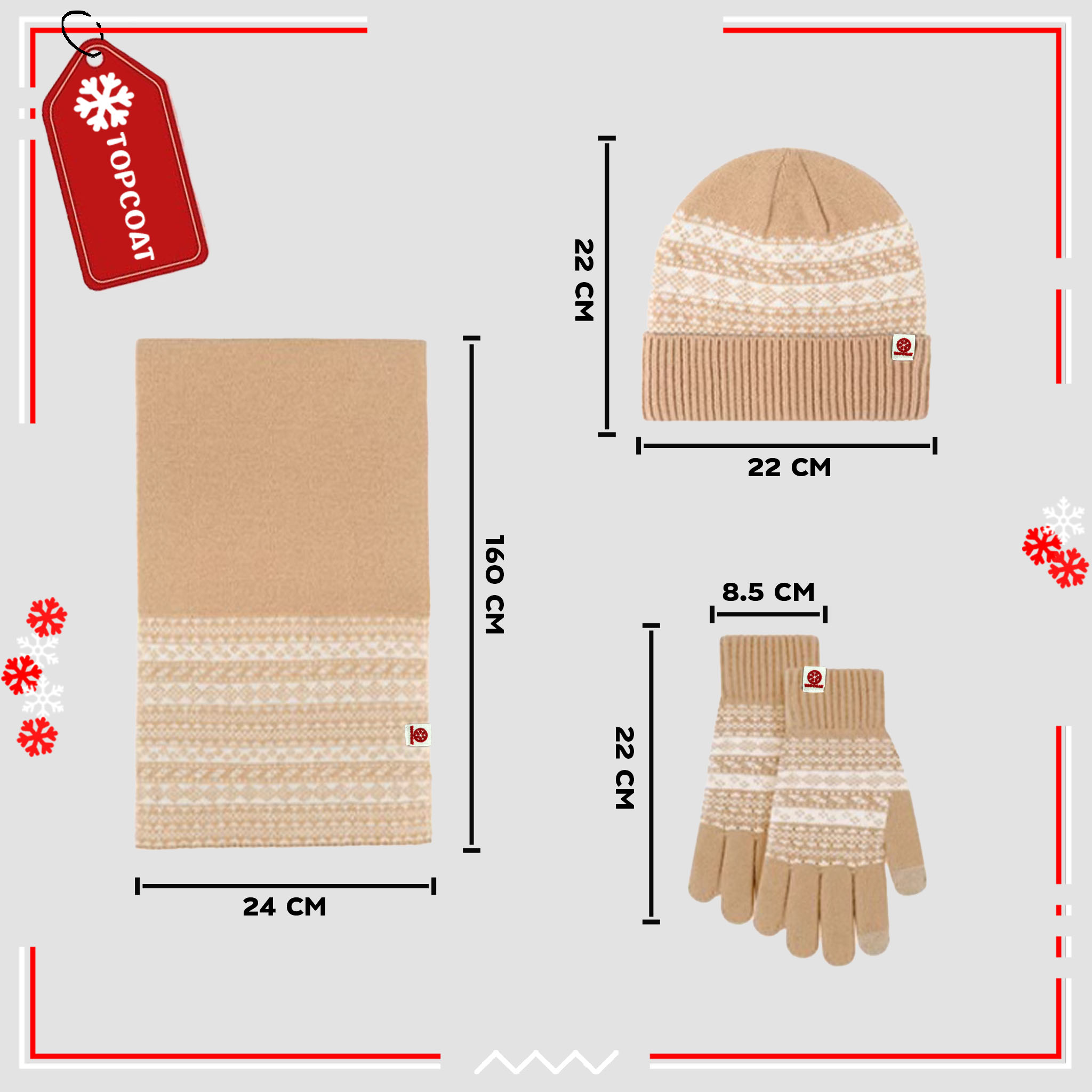 เซ็ทหมวก ถุงมือ ผ้าพันคอกันหนาวครบเซ็ท สีดำ ชมพู เทา ครีม กรม