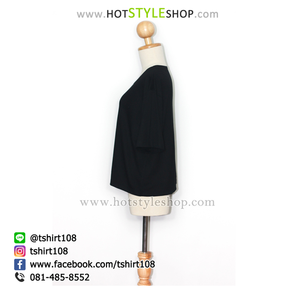 เสื้อยืดโอเวอร์ไซส์ครอปคอกลม