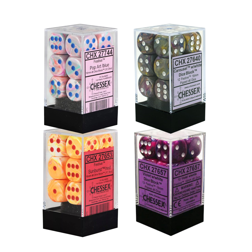 [ลูกเต๋า] Chessex: Festive 16mm D6 12 Dice Set