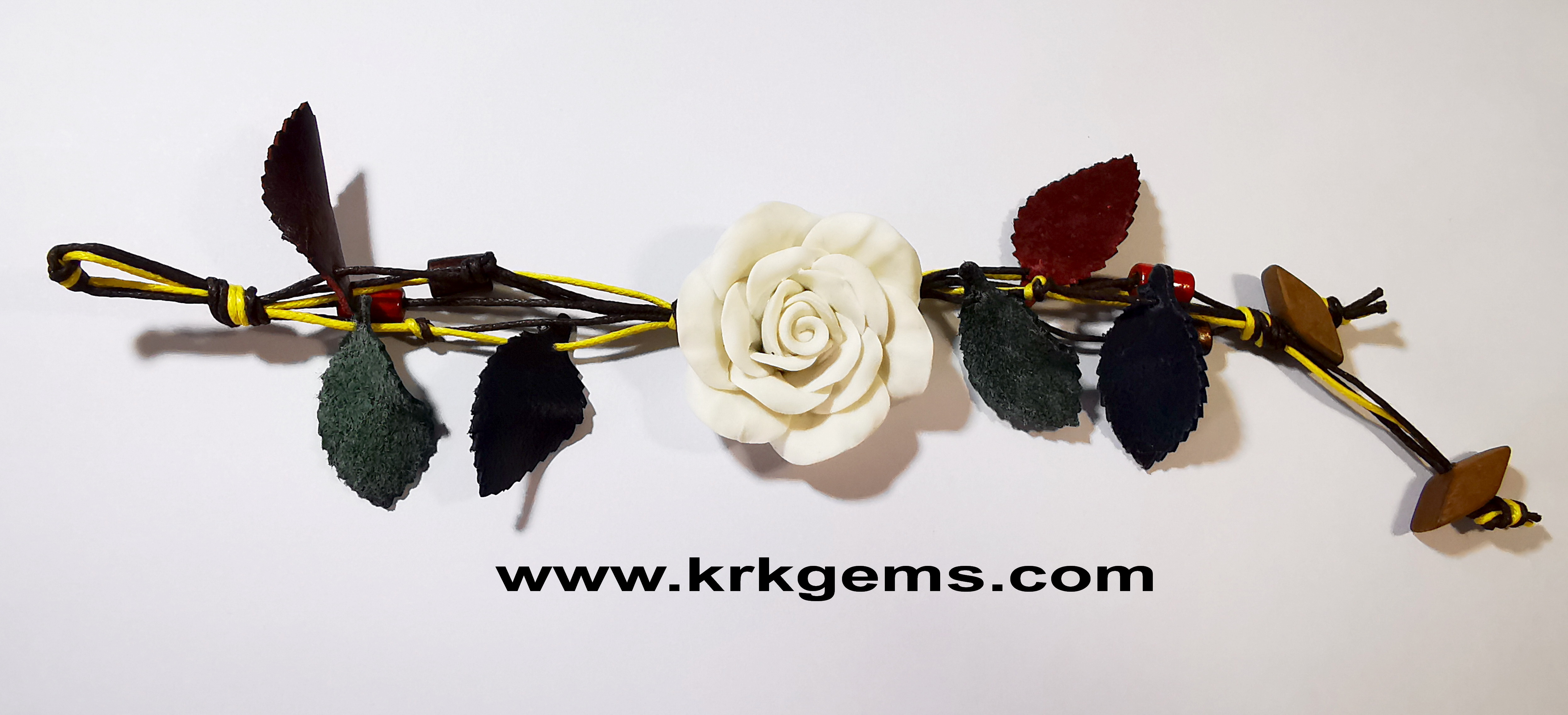 PURE WHITE ROSE HANDMADE CLAY BRACELET