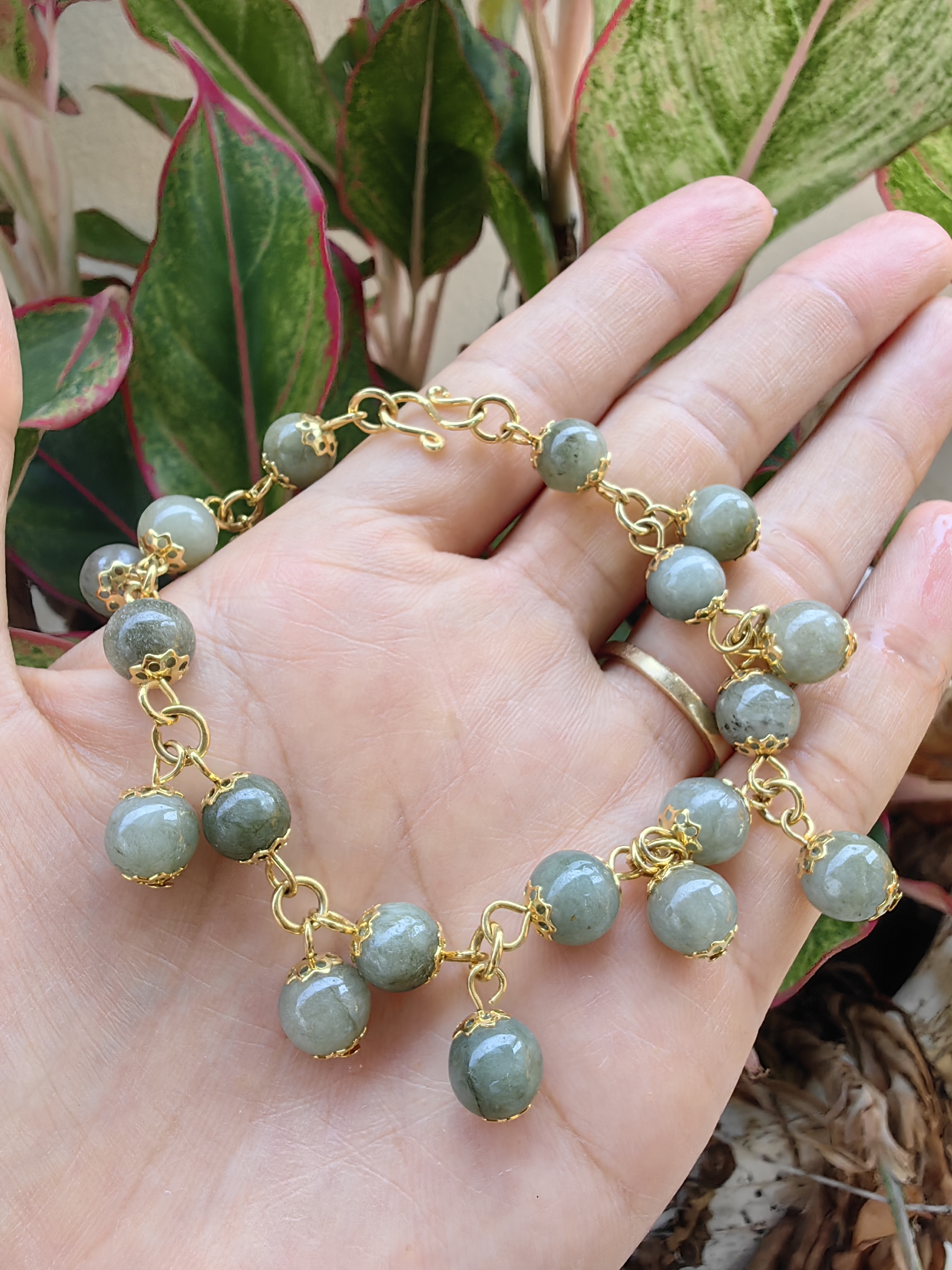 Burmese Jadeite Bracelets Gold Plated สร้อยข้อมือหยกเจไดต์พม่า ชุบทอง