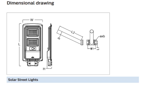 Philips โคมถนนโซล่าเซลล์ ฟิลลิป์ รุ่น 200W BRC010 พร้อมขาและตัวจับ SOLARCELL