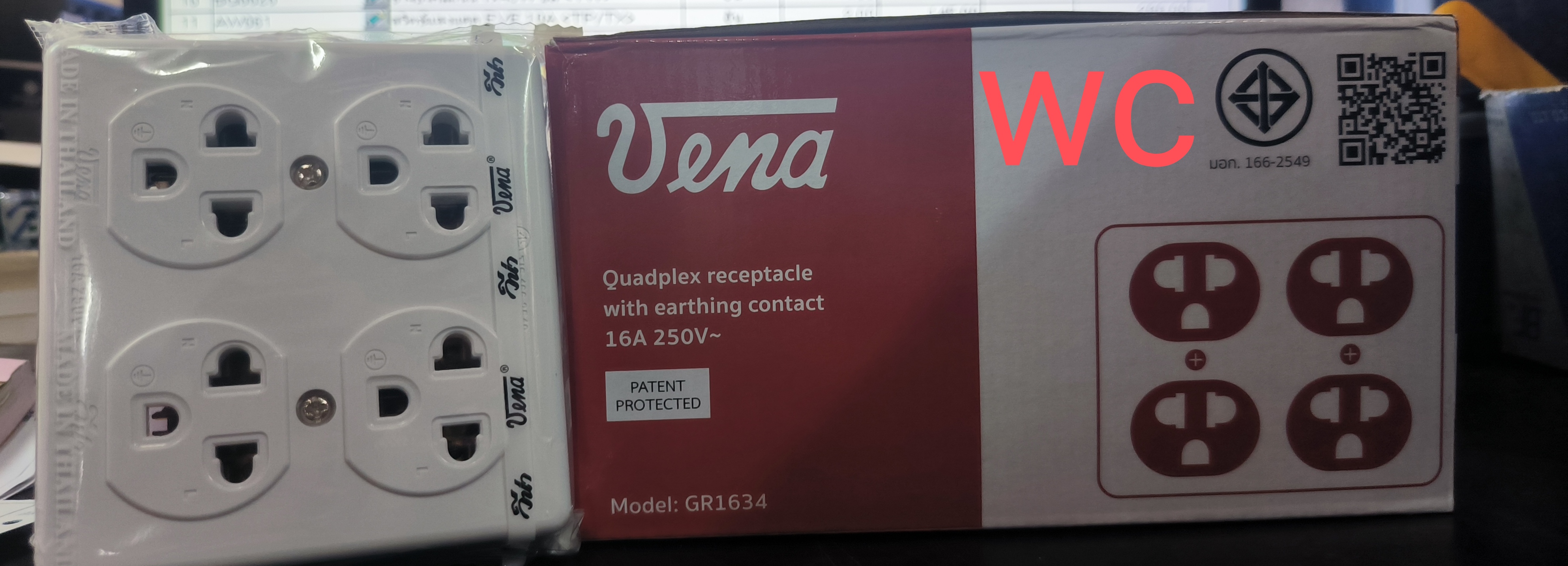 VENA ปลั๊กกราวด์ 4 ที่ลอย แข็งแรง หล่นไม่แตก มีกราว์ 16A รุ่นใหม่ GR1634 สินค้าออกบิลได้ วีน่าแท้