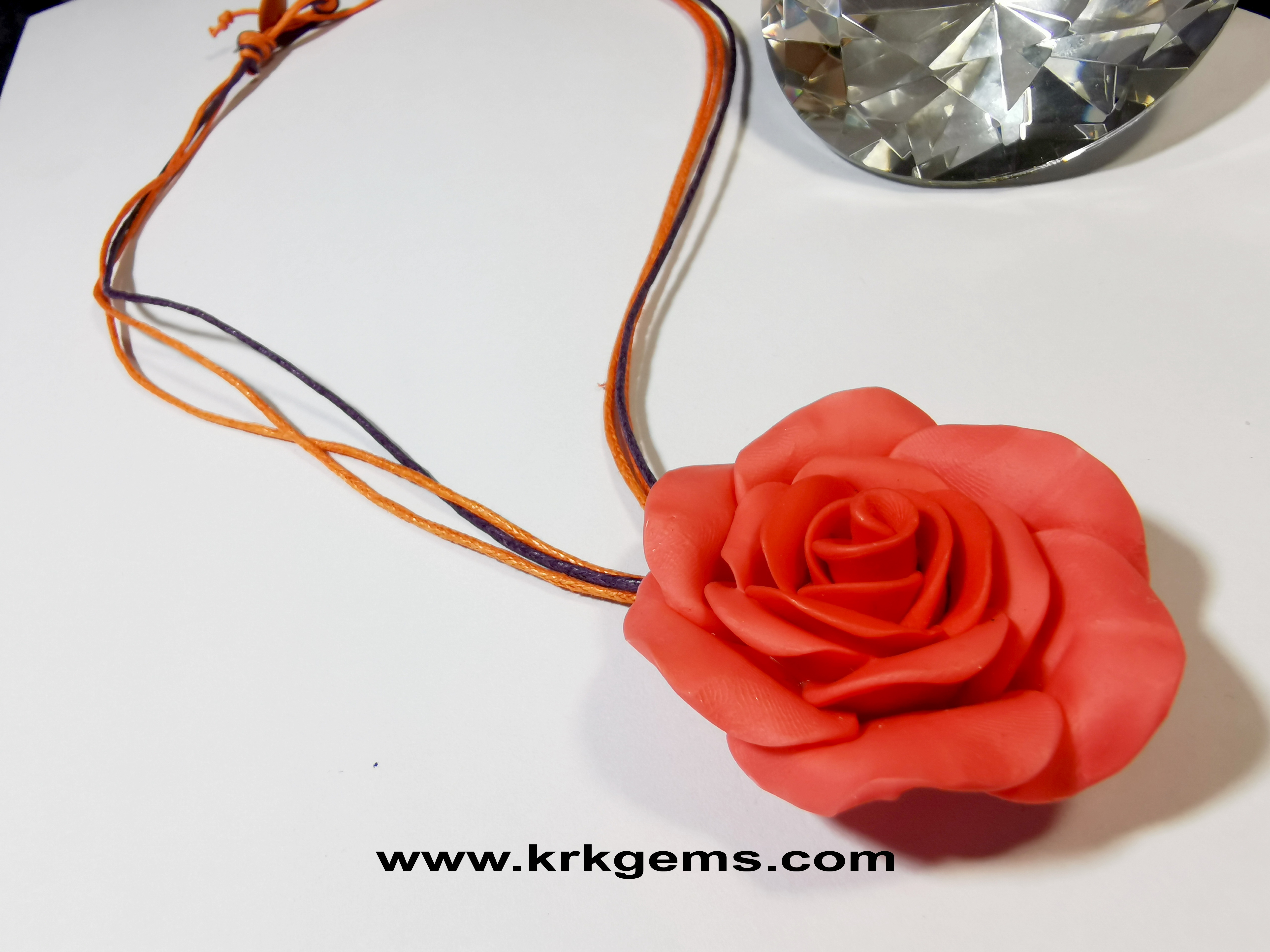 ORANGE ROSE HANDMADE CLAY NECKLACE