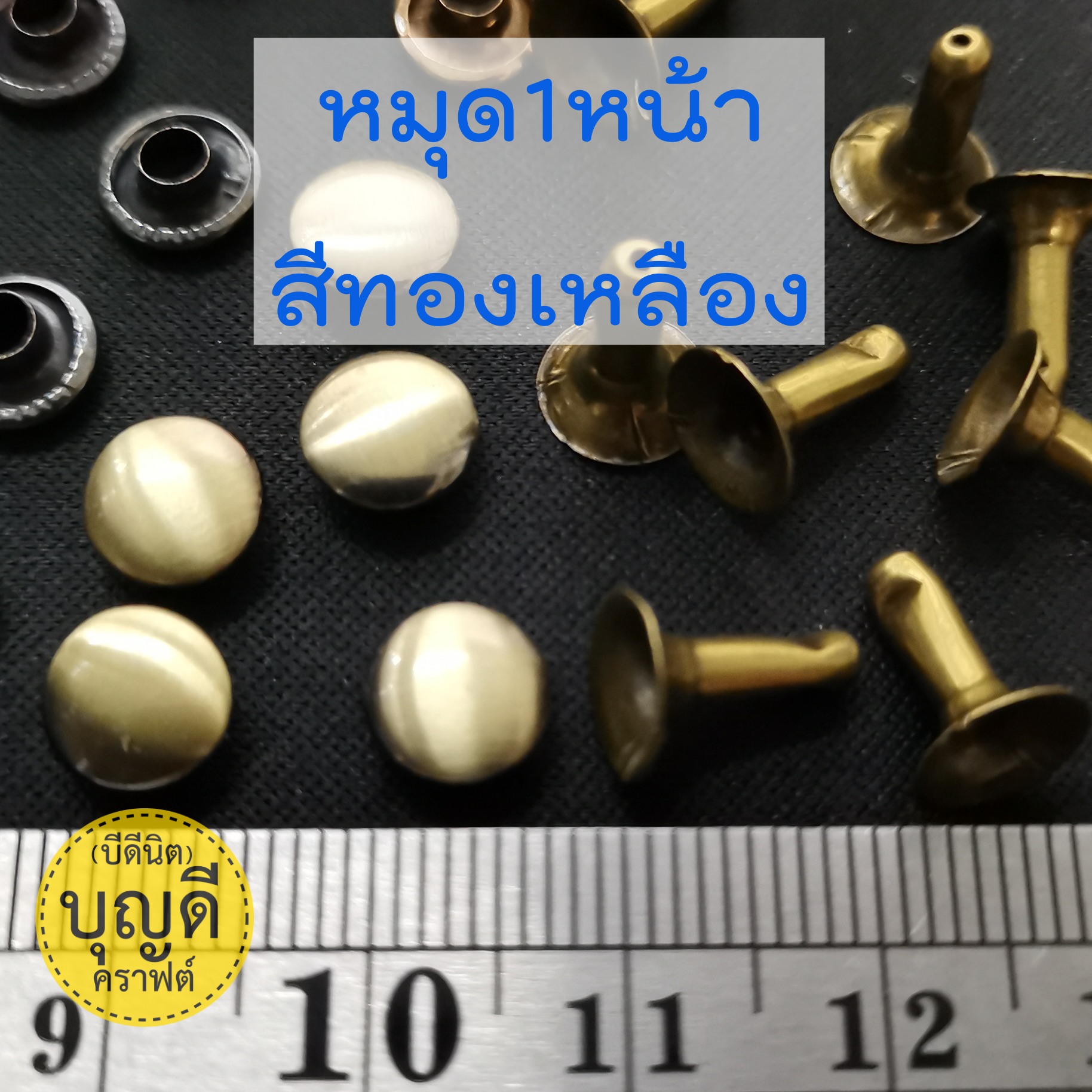 หมุดย้ำ1หน้า8*10 หน้าหมุด8มม ขาหมุด10มม สีทองเหลือง 100ชุด