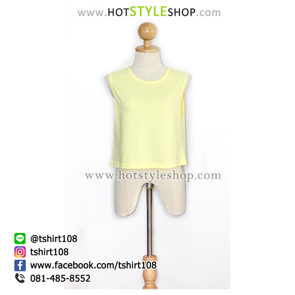 เสื้อครอปแขนกุด เสื้อแขนกุดเอวลอย