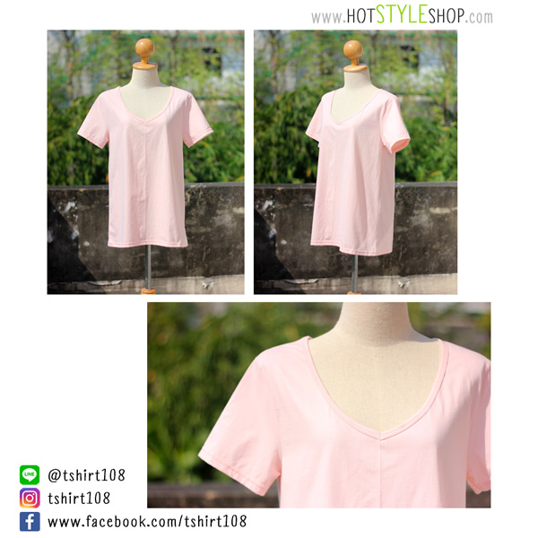 เสื้อยืดคอวีลึก เสื้อยืดคอวีกว้าง