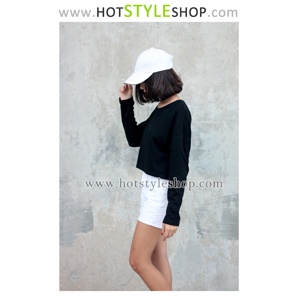 เสื้อครอปแขนยาว เสื้อแขนยาวเอวลอย (ขายส่ง 90 บาท)