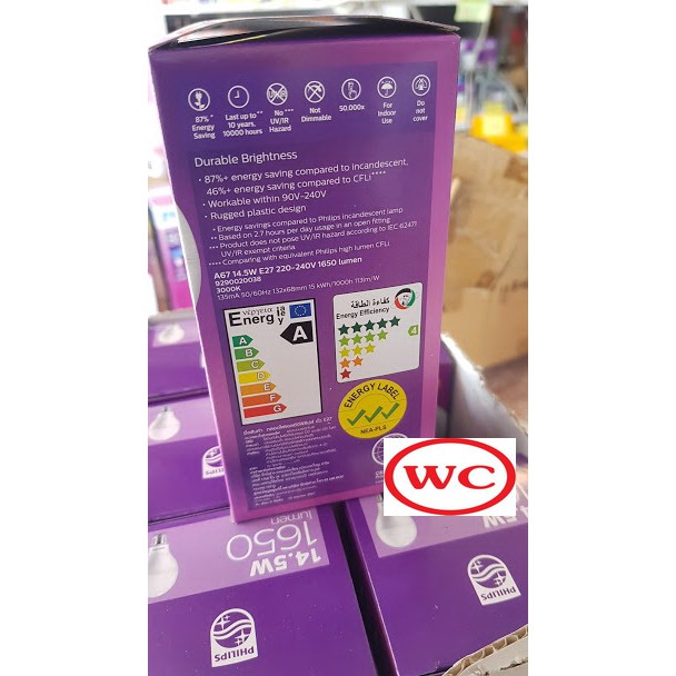 Philips หลอดไฟ LED BULB แอลอีดี ฟิลิปส์ LED 14.5W แสงขาว และ แสงส้ม E27 ขั้วเกลียว สินค้ารวมภาษี