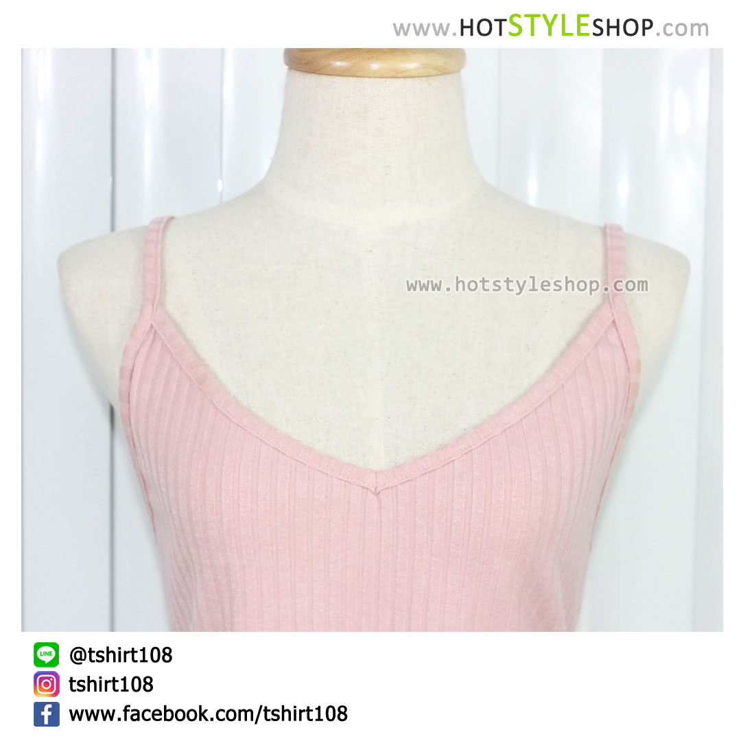 เสื้อครอปสายเดี่ยวคอวี (ขายส่ง 75 บาท)