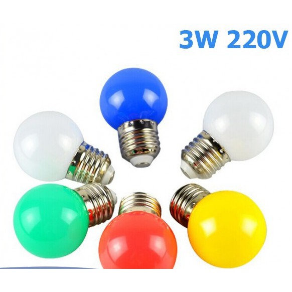 หลอดไฟ ปิงปอง LED 3W E27 คละสี หลอดปิงปอง หลอดปิงปองหลายสี E27 หลอดไฟแอลอีดี