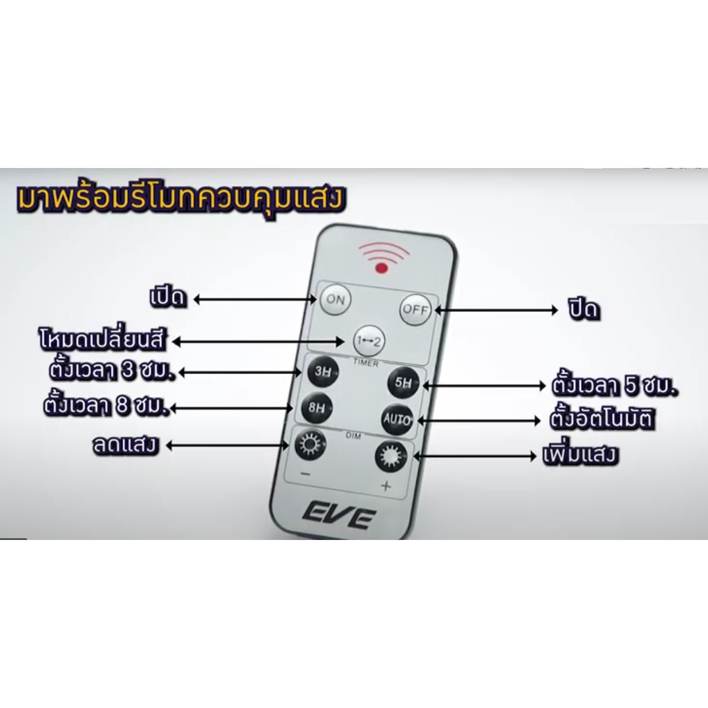 โคมโซล่าเซลล์ GSL-07 Color Change&Dimmable 5W ปลี่ยนสี 3in1&ปรับหรี่แสง 5 วัตต์ พร้อมรีโมท LED Solar Cell