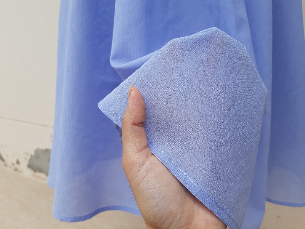 ชุดเซ็ตเสื้อวินเทจญี่ปุ่น คู่ กระโปรงทรงเอบานสีฟ้า