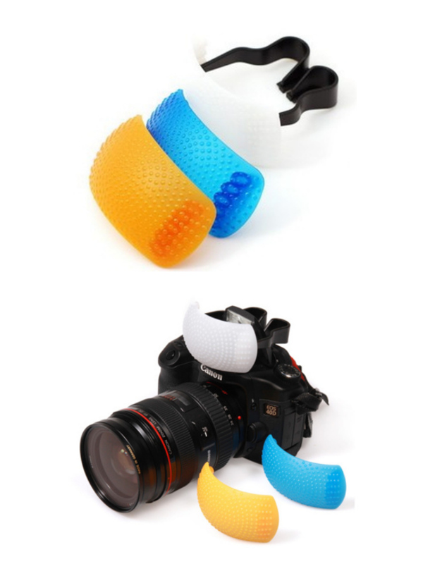 ตัวกระจายแสงแฟลช Pop-up Built-in Flash Diffuser 3 สี ขาว ส้ม น้ำเงิน