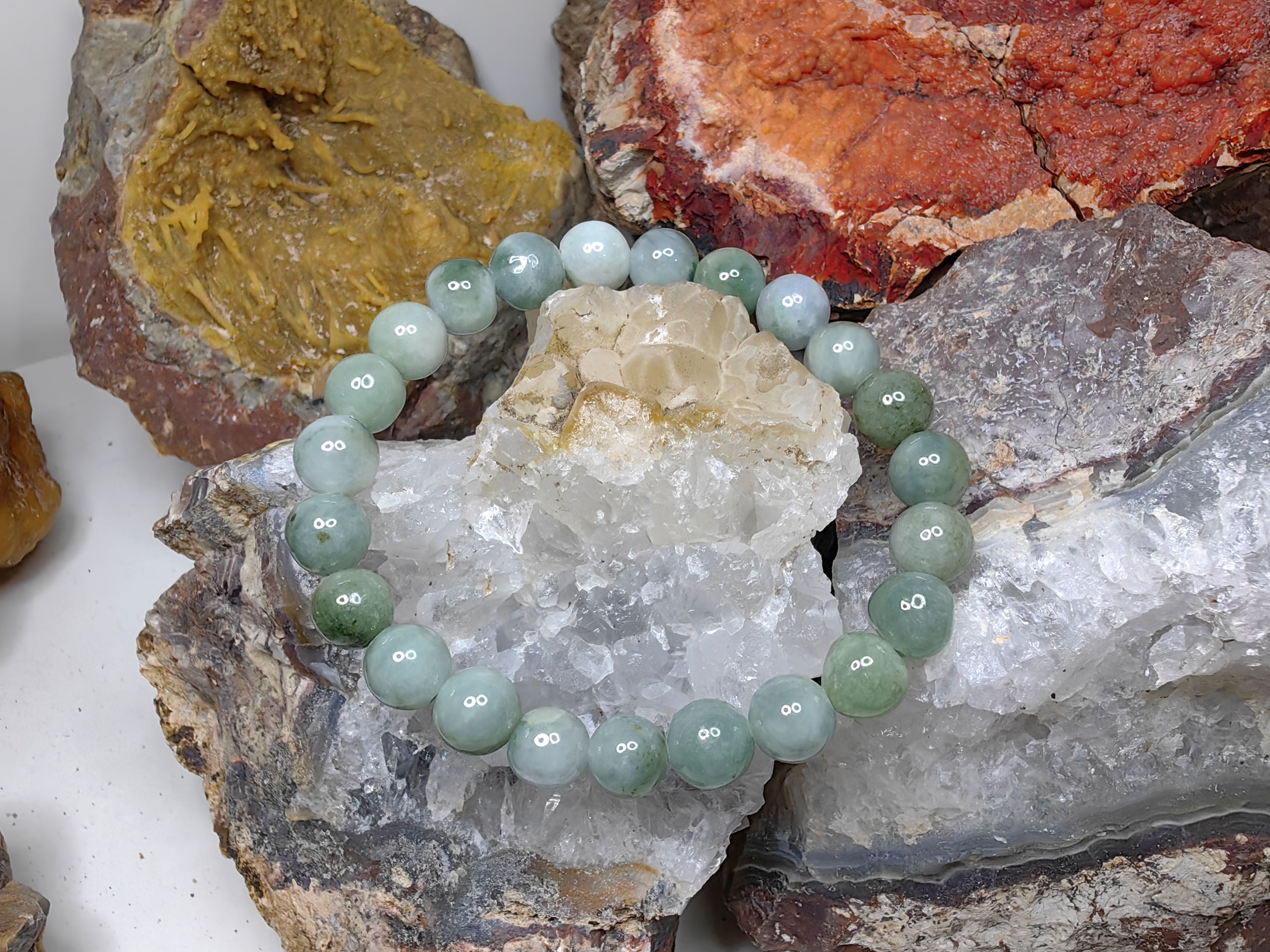 Burmese Jadeite Bracelets Round 8 mm. กำไลข้อมือหยกพม่า กลม 8 mm. Free Size