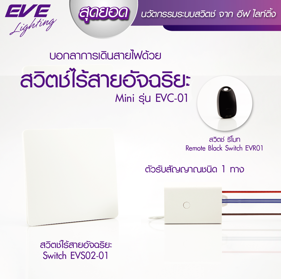 Wireless Switch สวิตช์ไร้สายแบบกด และแบบพวงกุญแจ