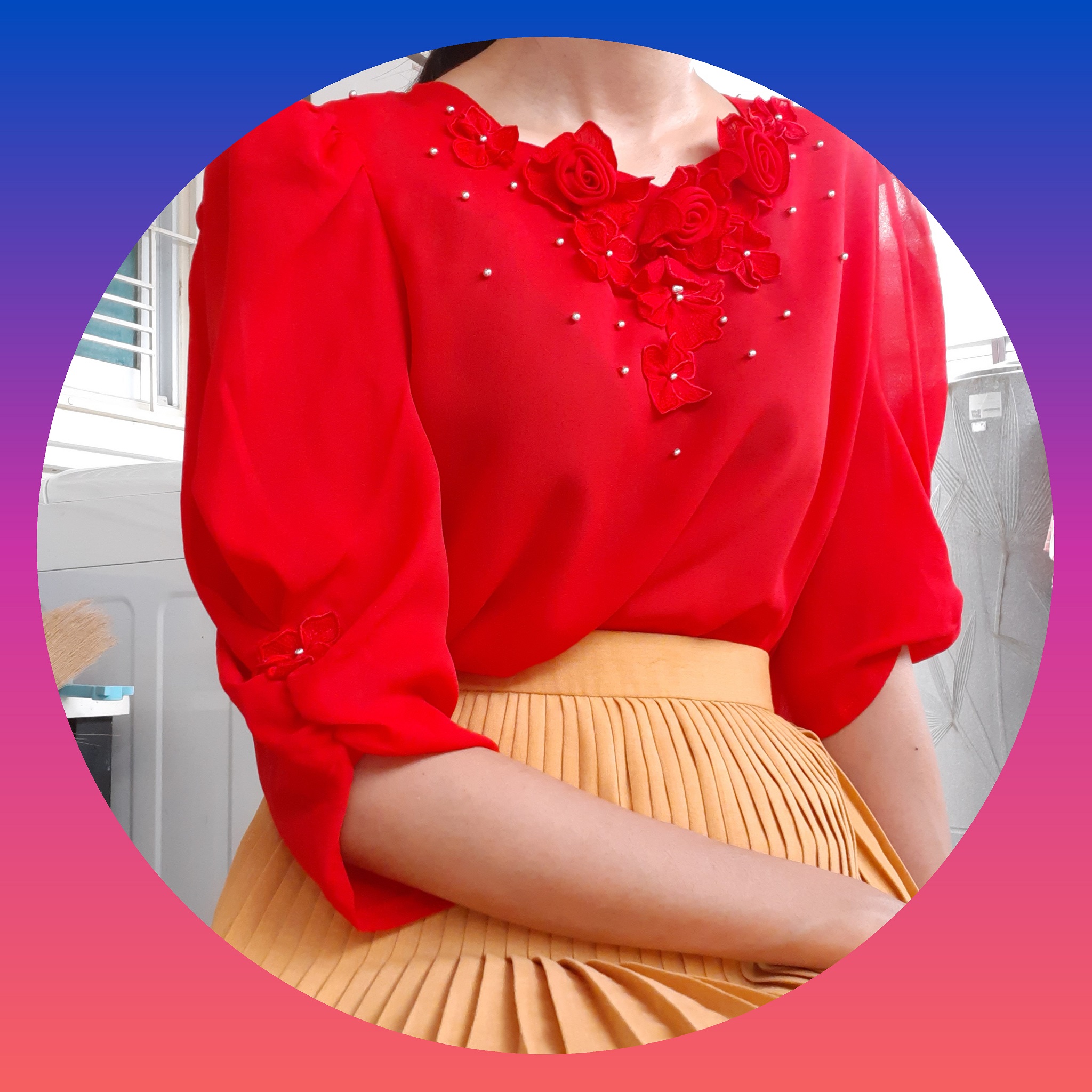 บอดี้สูทวินเทจสีแดง