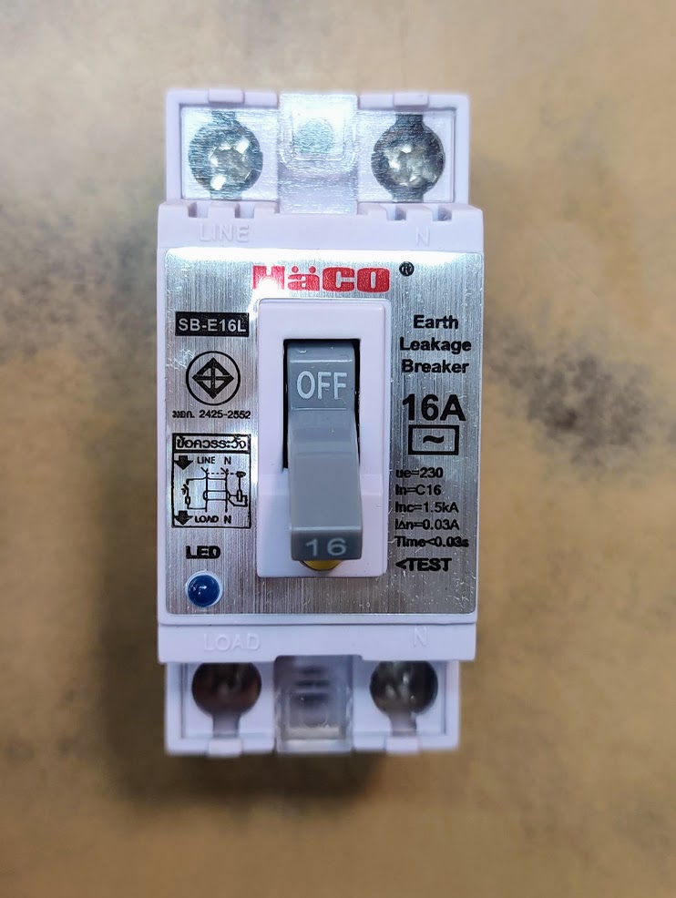 HACO LED EARTH LEAKAGE BREAKER เซฟตี้เบรกเกอร์กันดูด ฮาโก้ SB-E 16A