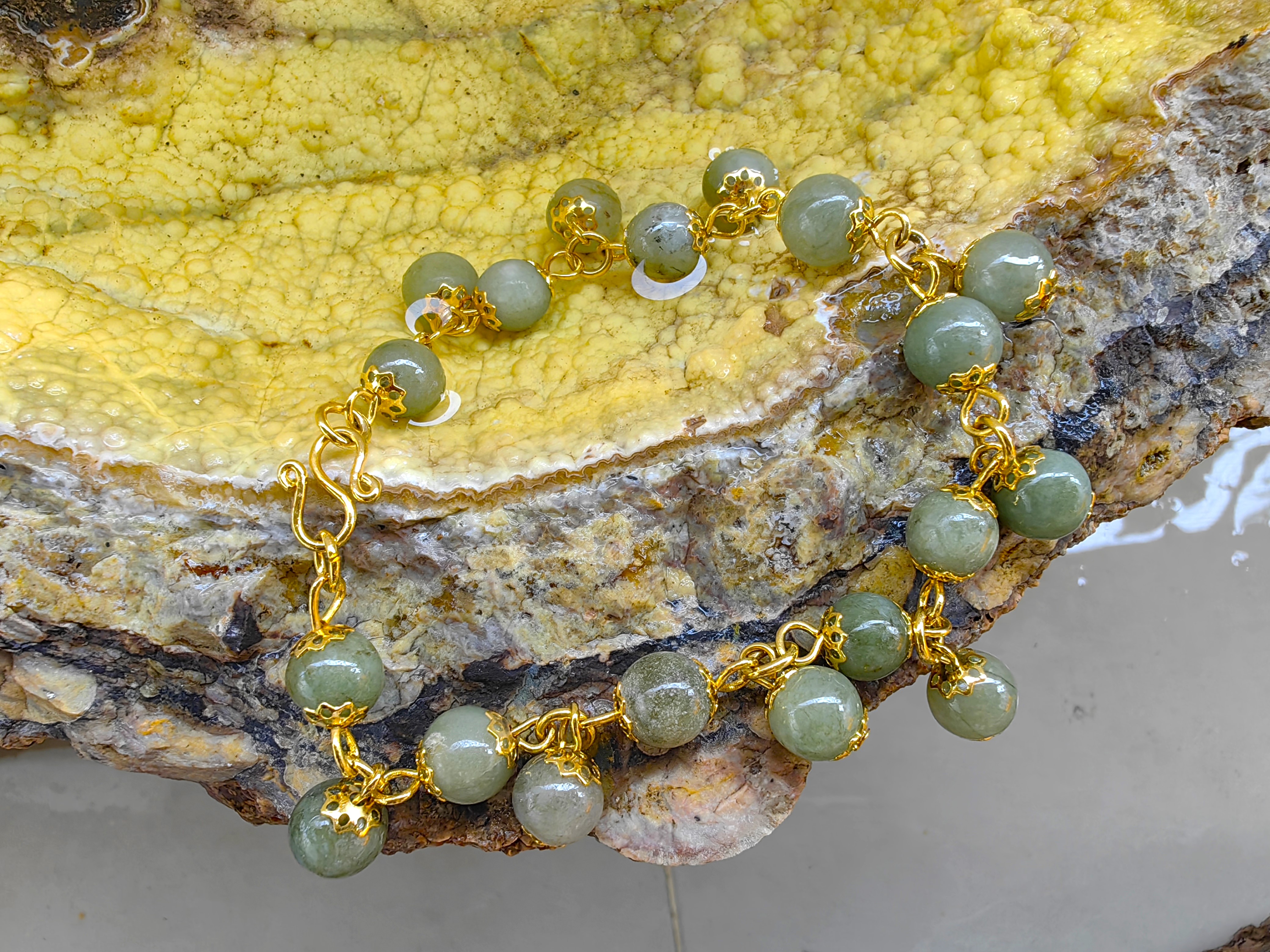 Burmese Jadeite Bracelets Gold Plated สร้อยข้อมือหยกเจไดต์พม่า ชุบทอง