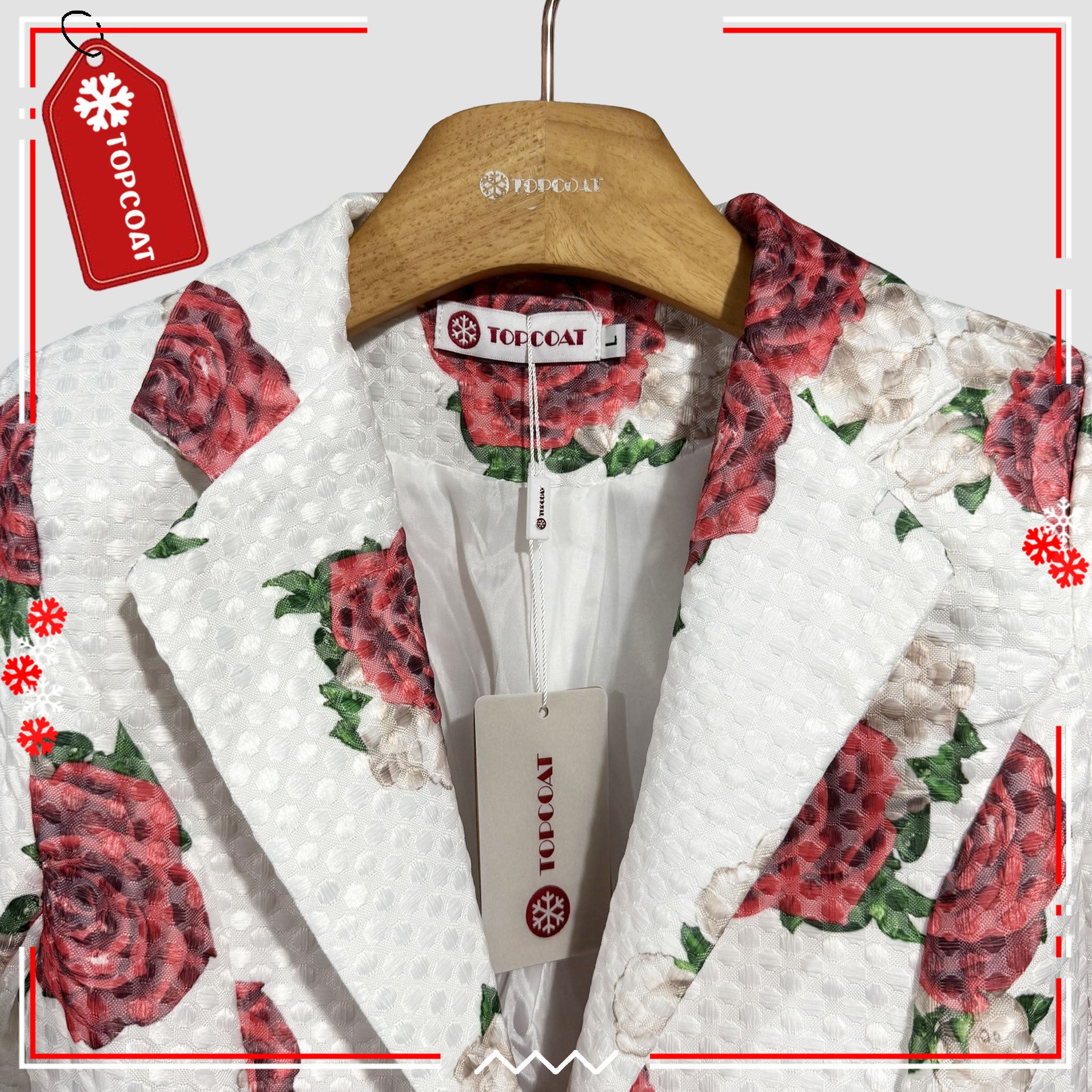 เสื้อสูทผู้หญิงลายดอกกุหลาบ ผ้าใส่สบาย ระบายกอากาศได้ดี ซับในทั้งตัว