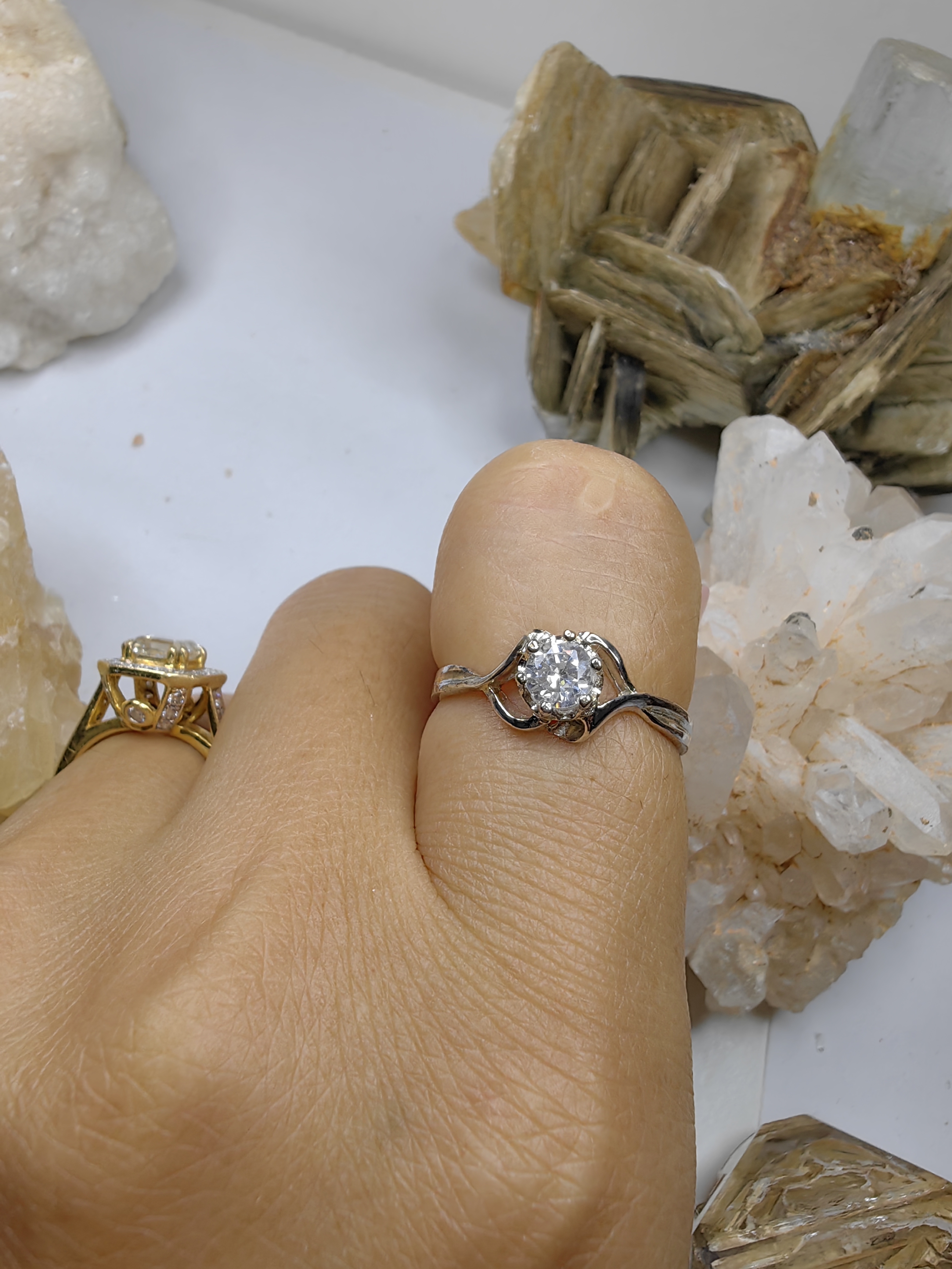 แหวนเพชร CZ เงินแท้ 92.5% Cubic Zirconia 925 Sterling Silver Ring Size 53