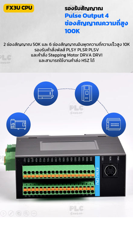 PLC FX3U-16MT-E-4AI-2AO-2RS485 (8 Input 8 Output +LAN +4 Analog Input +2 Analog Output +2 RS485 +RTC)