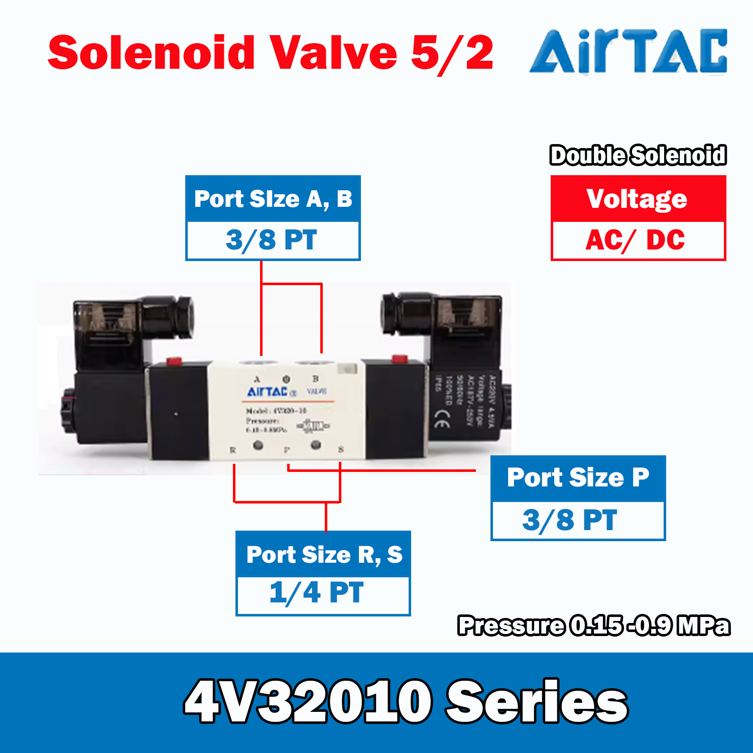 Airtac Solenoid Valve 5/2 Double Coil Airtac 4V320