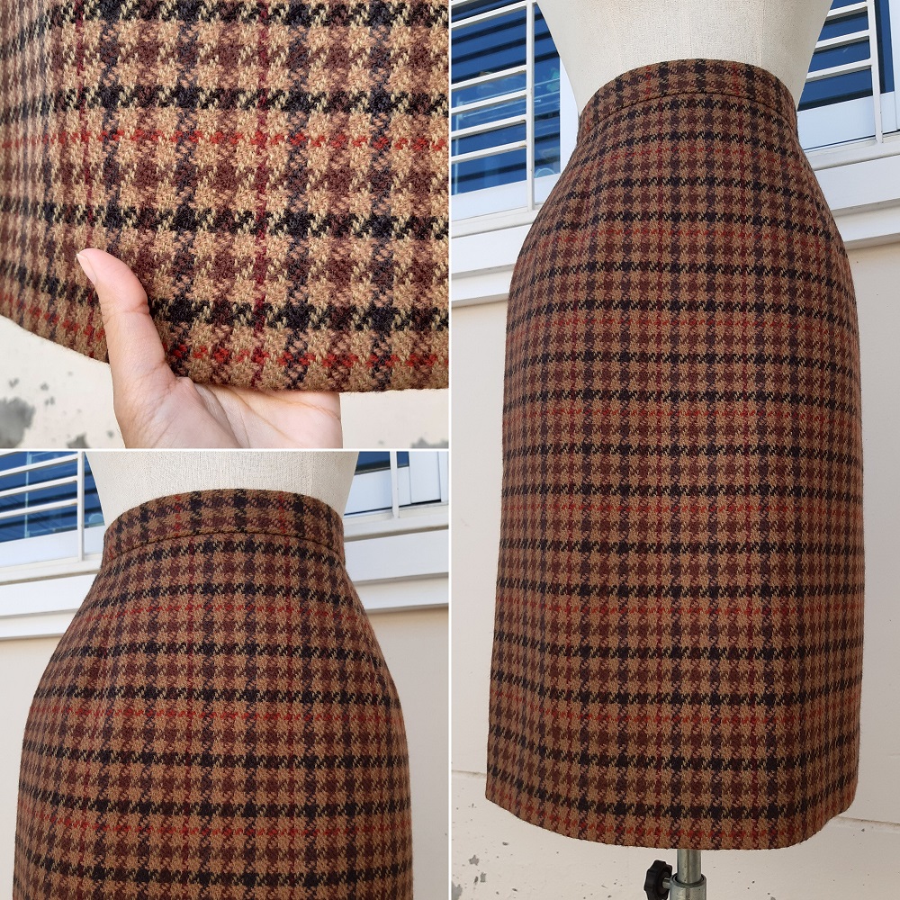 กระโปรงวินเทจมือสองลายชิโนริผ้าวูล (WOOL)