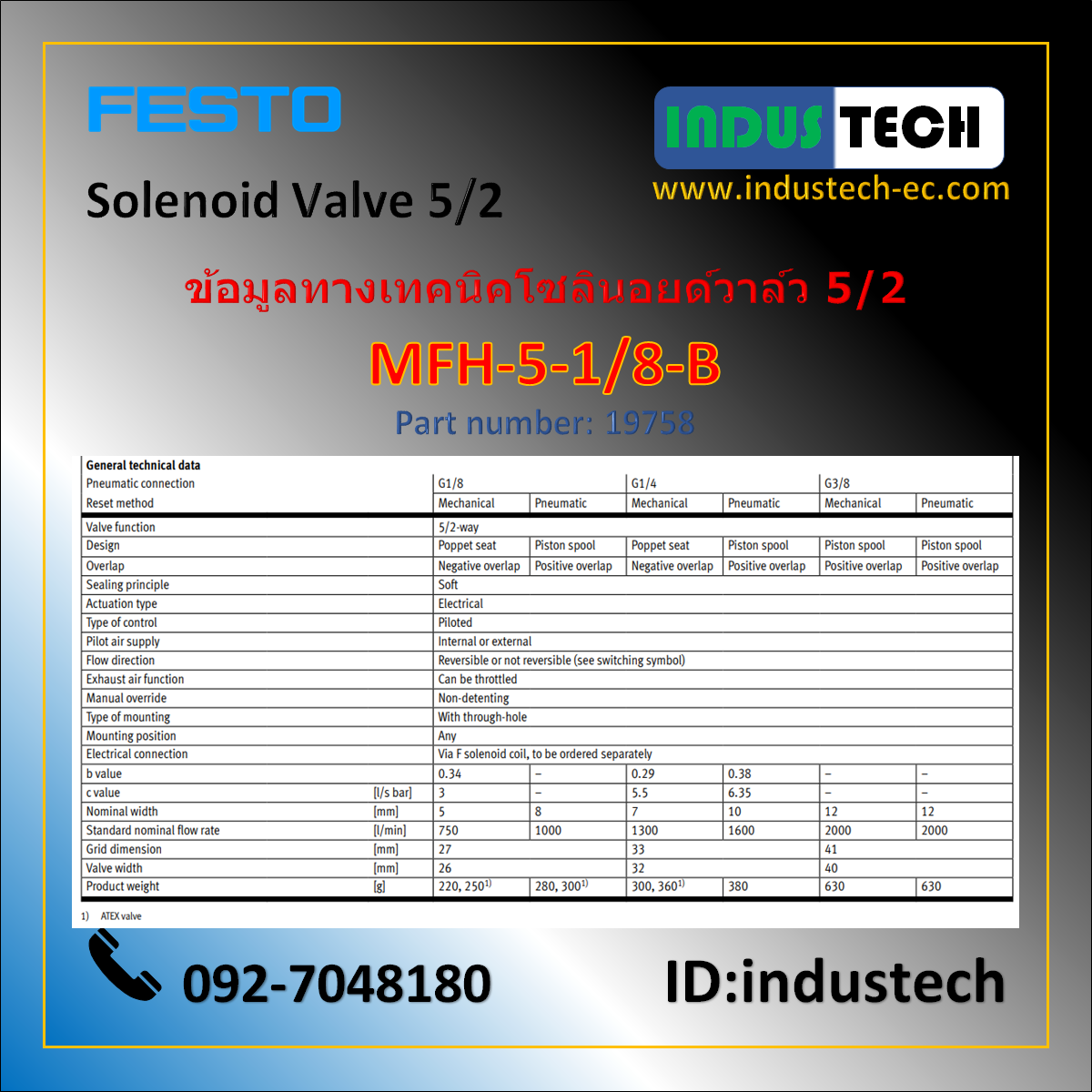 Festo Solenoid Valve 5/2 MFH-5-1/8-B