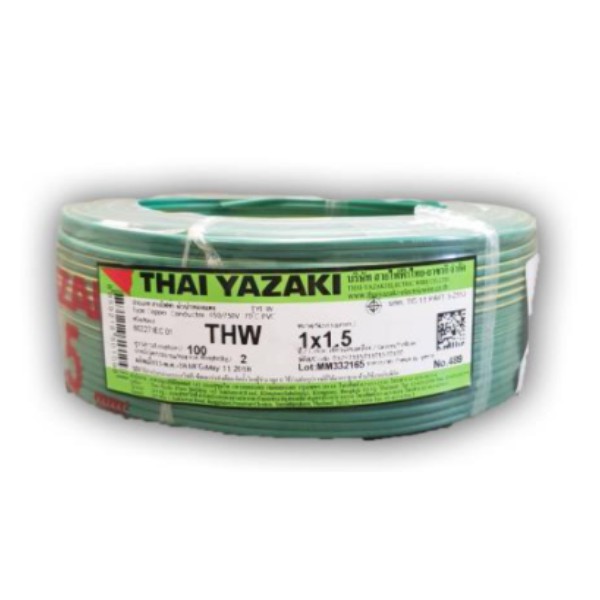 สายไฟ THW Yazaki รุ่น 1X1.5 THW ขนาดสายไฟ1.5 YAZAKI ราคาร่วมภาษี ไทยยาซากิ เลือกสีสินค้าได้เลยครับ