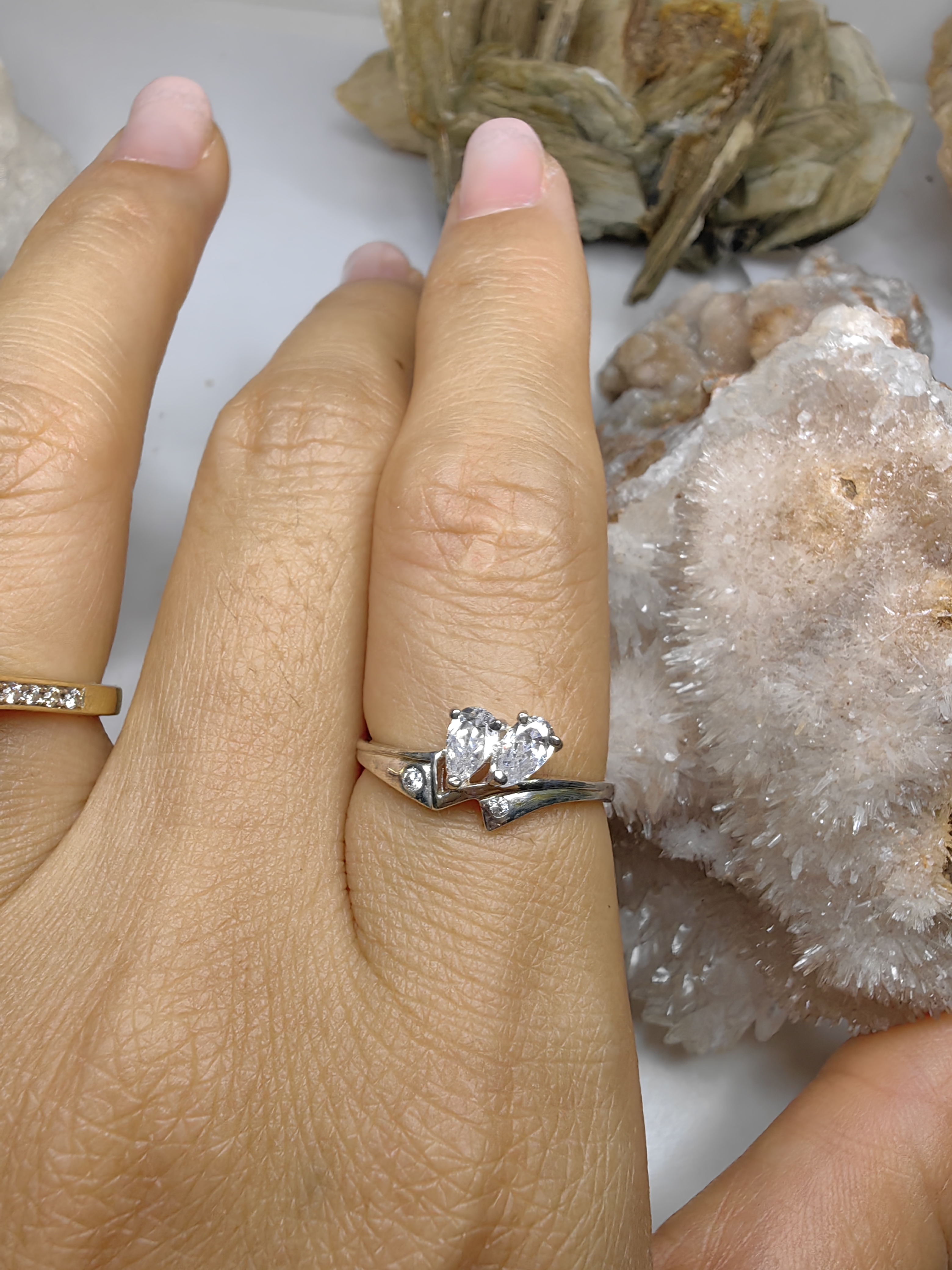 แหวนเพชร CZ เงินแท้ 92.5% Cubic Zirconia 925 Sterling Silver Ring Size 54, 56