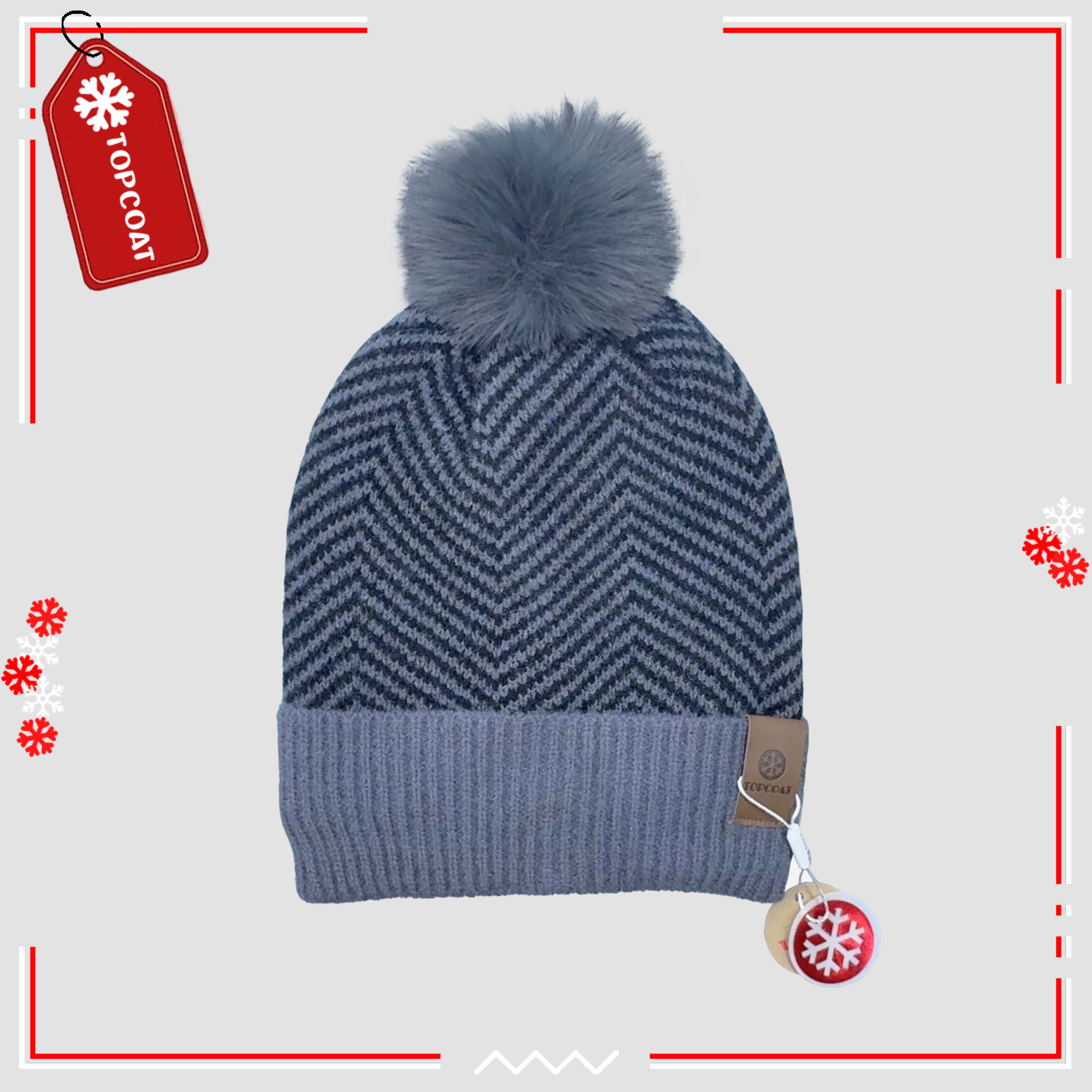 หมวกกันหนาวลายเส้น บุขนหนานุ่ม มีจุก ยืดหยุ่นใส่สบาย ดีไซน์ใหม่