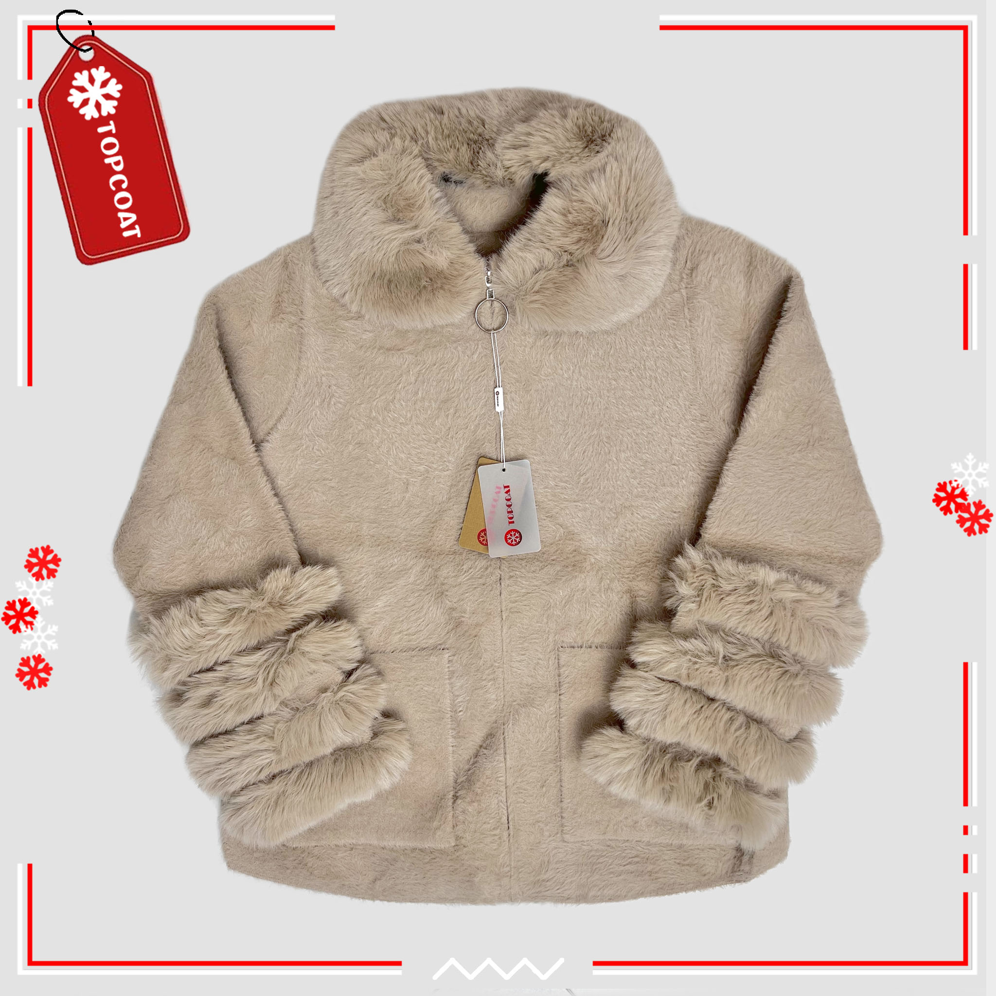 แจ็คเก็ตกันหนาวแขนเฟอร์ ปกเฟอร์สามารถถอดได้ ผ้านิ่ม ใส่สบาย ยืดหยุ่นสูง Freesize