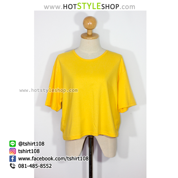 เสื้อยืดโอเวอร์ไซส์ครอปคอกลม
