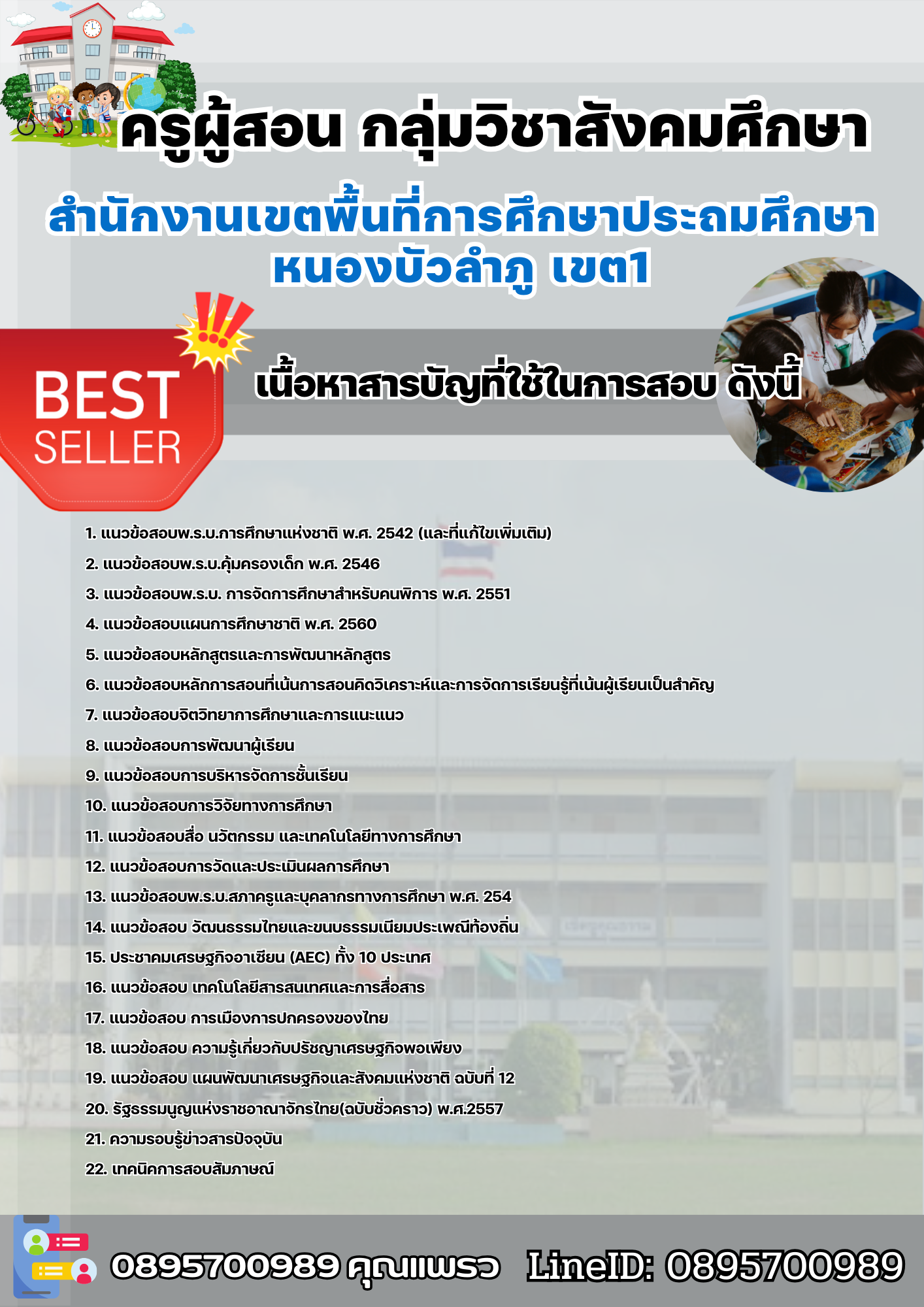 แนวข้อสอบครูผู้สอน กลุ่มวิชาสังคมศึกษา สำนักงานเขตพื้นที่การศึกษาประถมศึกษาหนองบัวลำภู เขต1 2568