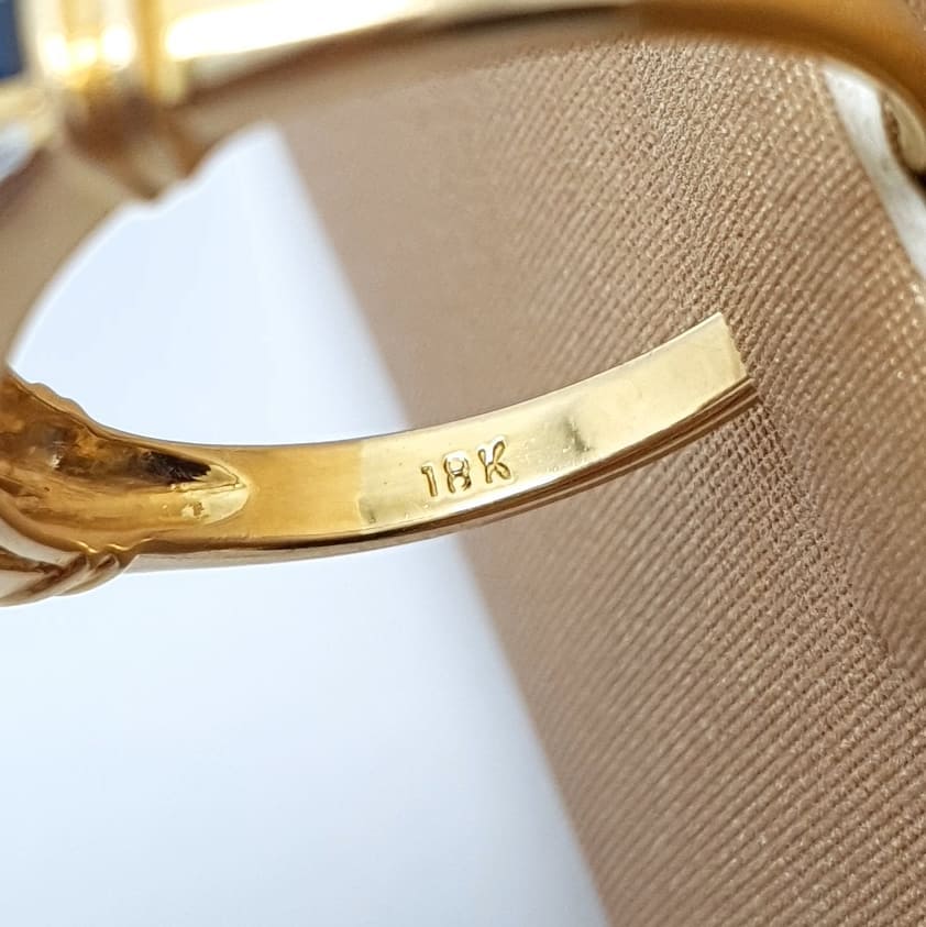 ❎✖️🚫ขายแล้ว(SoIdOut)🚫✖️❎แหวนทองคำ 18K เพชรเกสรรวม 0.08ct เพชรขาวไฟดี ไพลินแท้ เบอร์ 53 น้ำหนัก 3 กรัม