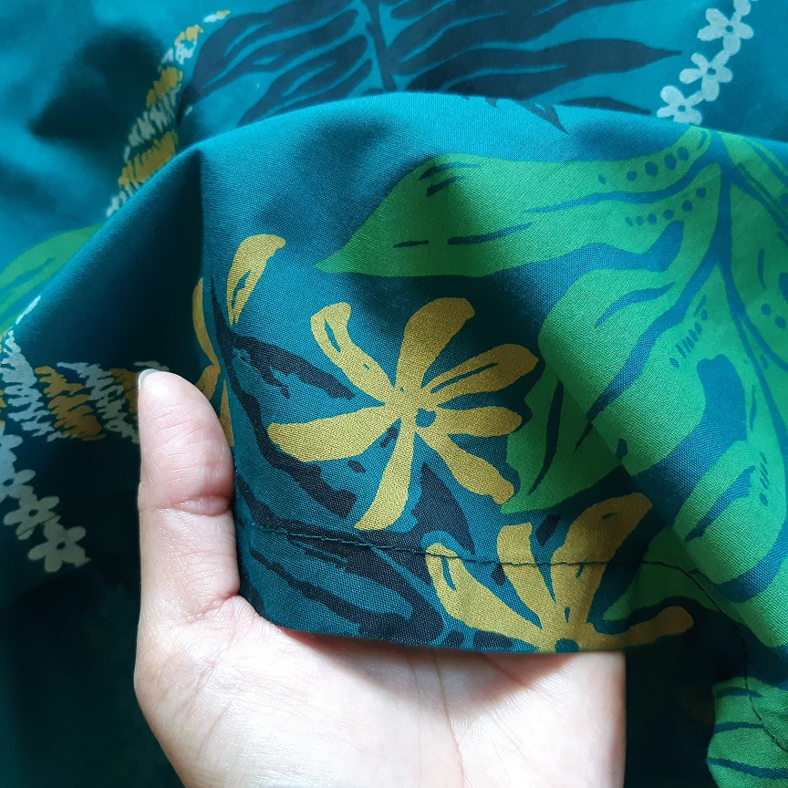 เดรสฮาวายวินเทจแขนกุดลายดอก สีเขียวสวยๆ