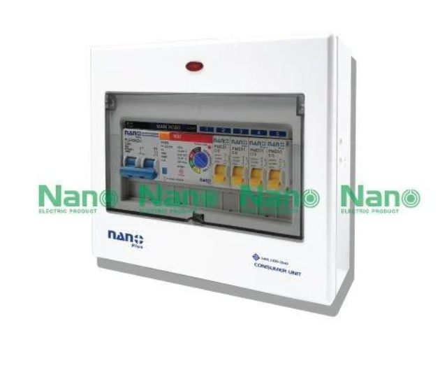 NANO ตู้คอนซูมเมอร์ยูนิต 4ช่องกันดูด ปรับได้ NANO NNP63ADJ-08 ลูกย่อย4ลูก (เมนกันดูด RCBOปรับmA 32A,50A,63Aลูกย่อย)