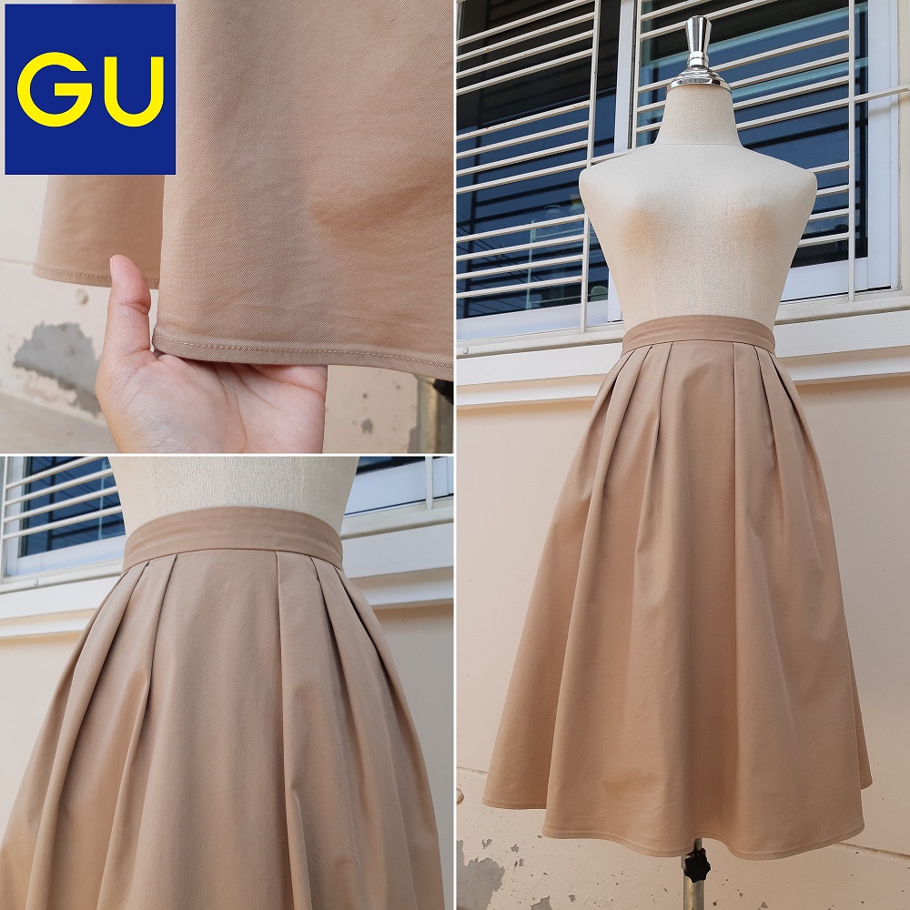 กระโปรงบานสีเบจ แบรนด์ GU