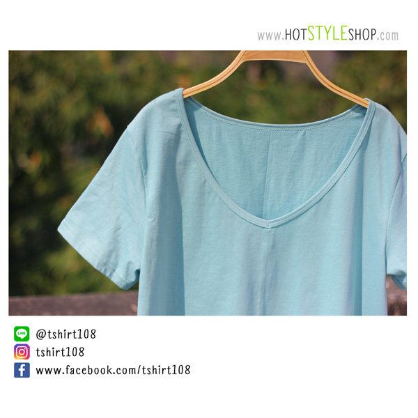 เสื้อยืดคอวีลึก เสื้อยืดคอวีกว้าง