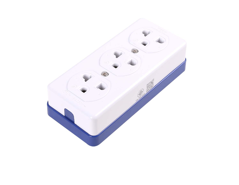 (ยกกล่อง 12 อัน) Vena ปลั๊กลอย 3 ที่ วีน่า GR1633 มีกราวน์ ทูโทน-ซีรีส์ Triplex receptacleearthing Two tones-series 16A 250V