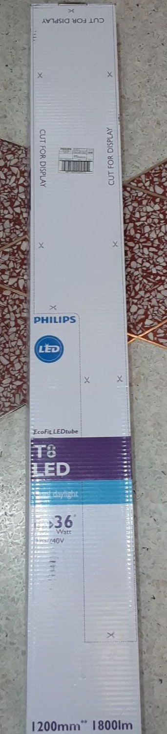 Philips หลอดไฟนีออน LED ฟิลลิป Ecofit LedTube T8 18W หลอดยาว แสงขาว 10หลอด ขนาด 1200mm.