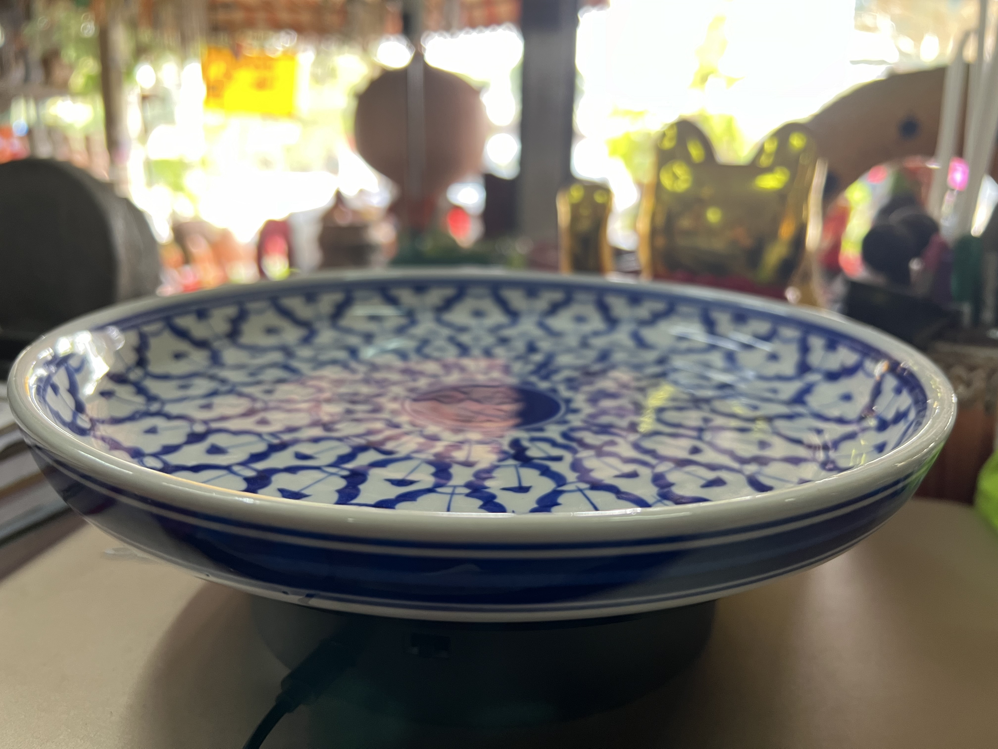 จานถาดกลมยกขอบลายไทย9.5นิ้ว