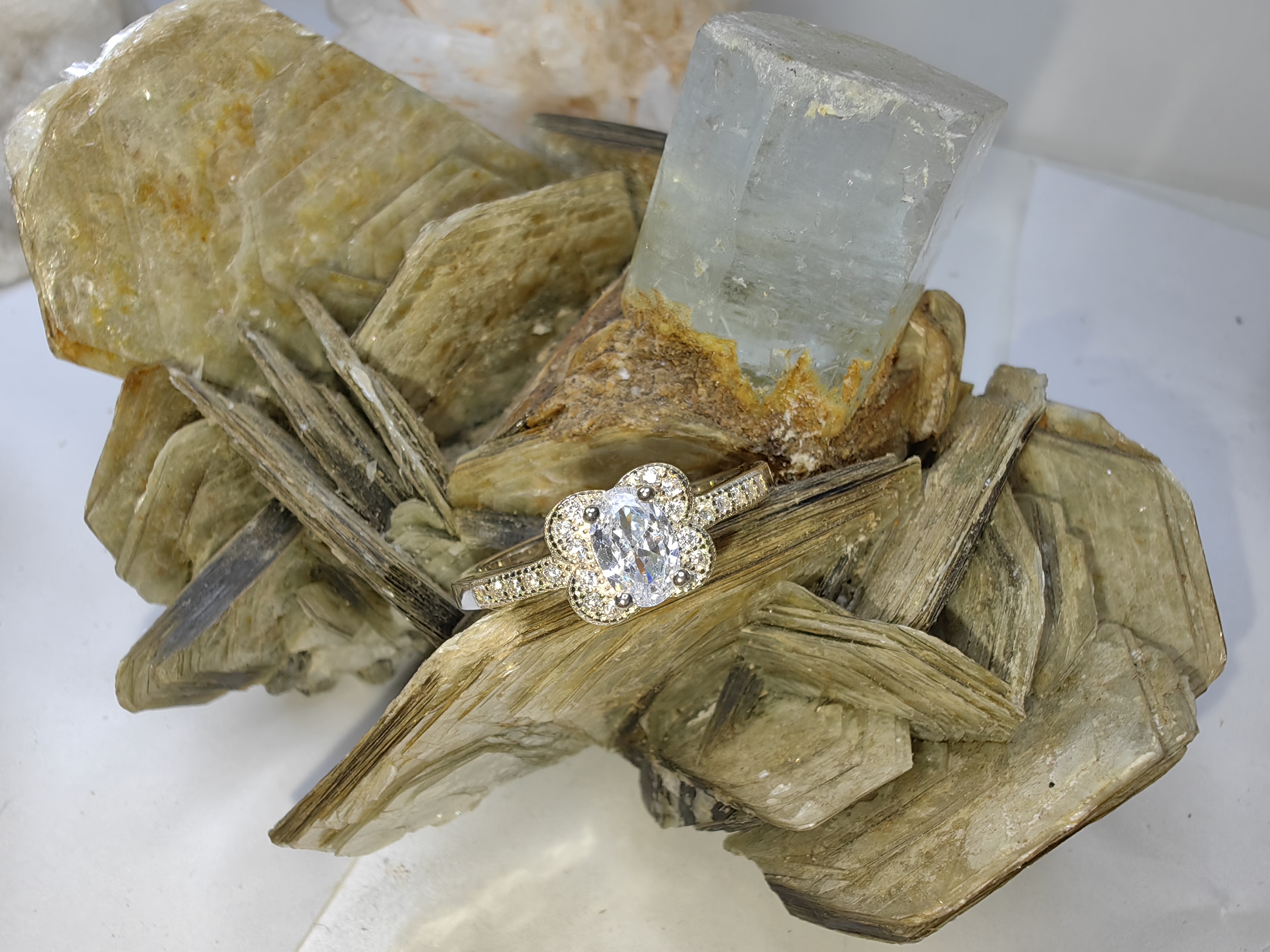 แหวนเพชร CZ เงินแท้ 92.5% Cubic Zirconia 925 Sterling Silver Ring Size 54