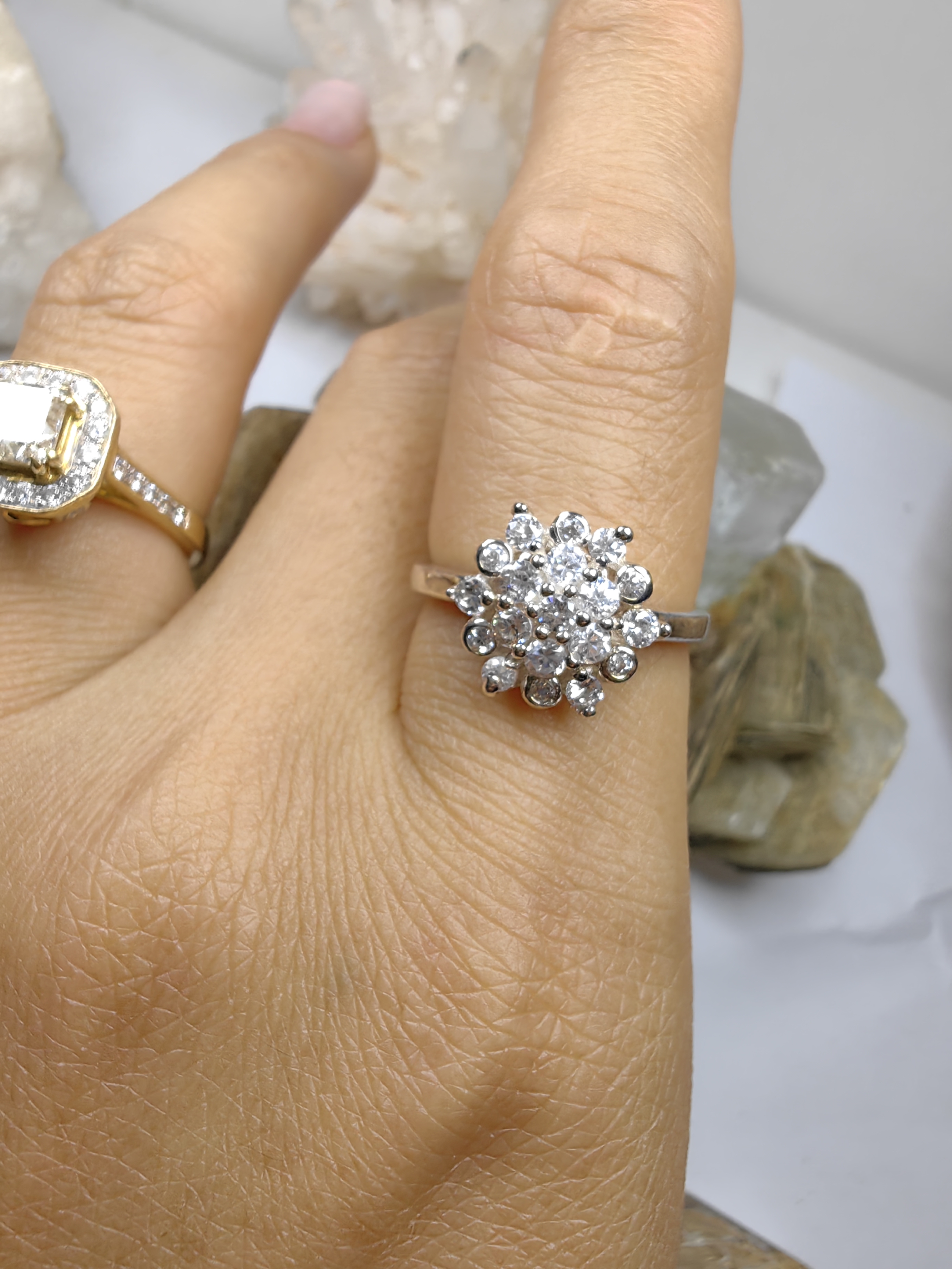 แหวนเพชร CZ เงินแท้ 92.5% Cubic Zirconia 925 Sterling Silver Ring Size 54