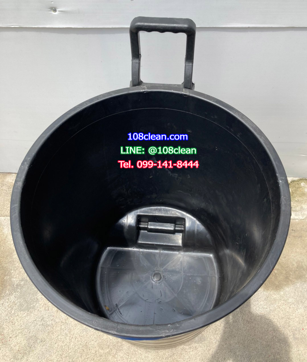 ถังขยะพฤกษา ตัวถังสีดำ มีล้อลาก