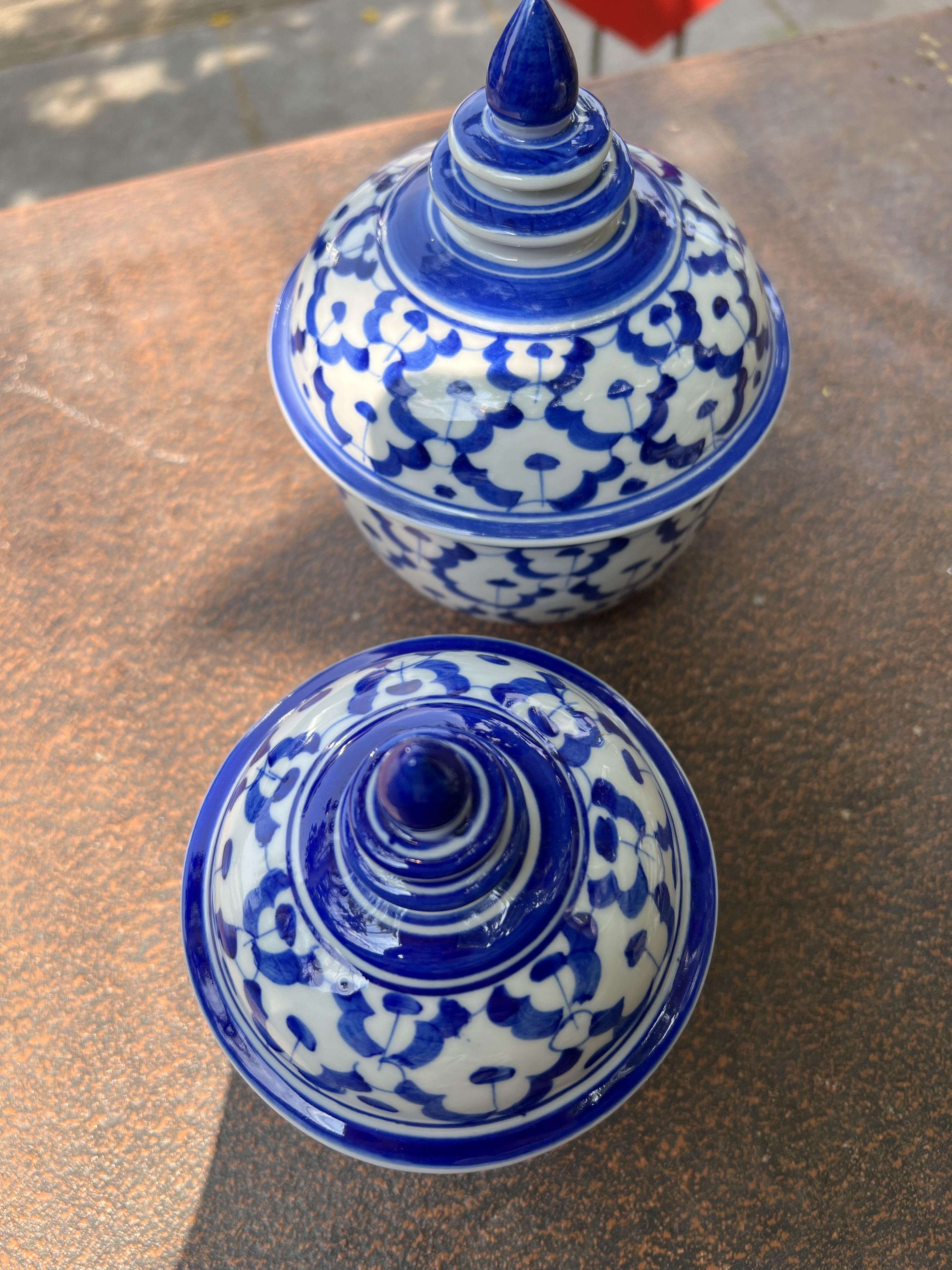 โถฝาชั้น3"ลายไทย