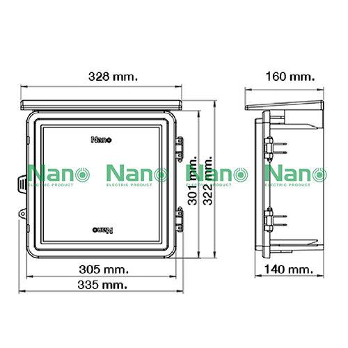 NANO ตู้พลาสติก สำหรับใส่อุปกรณ์ไฟฟ้า เบอร์2 ขนาด290 x 328 x 160 มิล ฝาทึบ รุ่น NANO-102W ตู้กันน้ำกันฝน กันฝน ใช้งานภายนอกอาคารได้